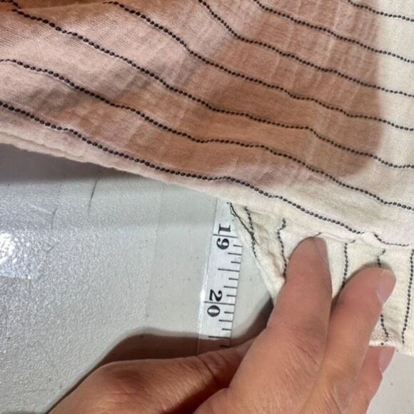 Joie‎ Striped Top Gauzy Fringe Tie Peasant Boho SS Shirt Small White Black - Picture 5 of 11